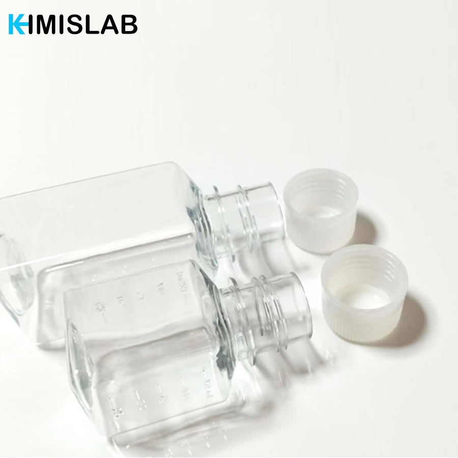 125ml 250ml 500ml 1000ml Laboratory Supplies PTFE Nalgene Square Clear Plastic Chemical Storage Culture Media Reagent Bottles